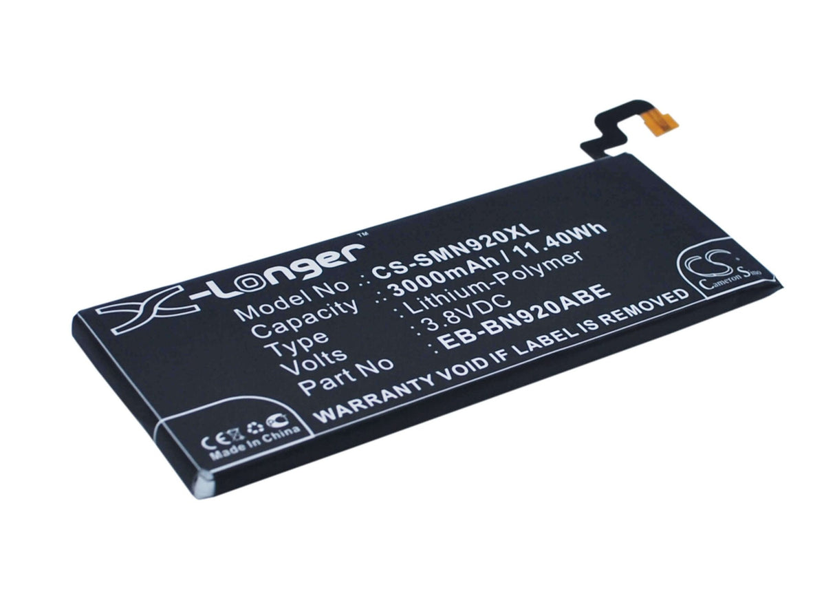 3.8V, Li-Polymer, 3000mAh, SmartPhone battery fits Samsung, Eb-bn920abe, Galaxy Note 5, Galaxy Note 5 Dual Sim, 11.4Wh Mobile, SmartPhone Cameron Sino Technology Limited (Smartphone)