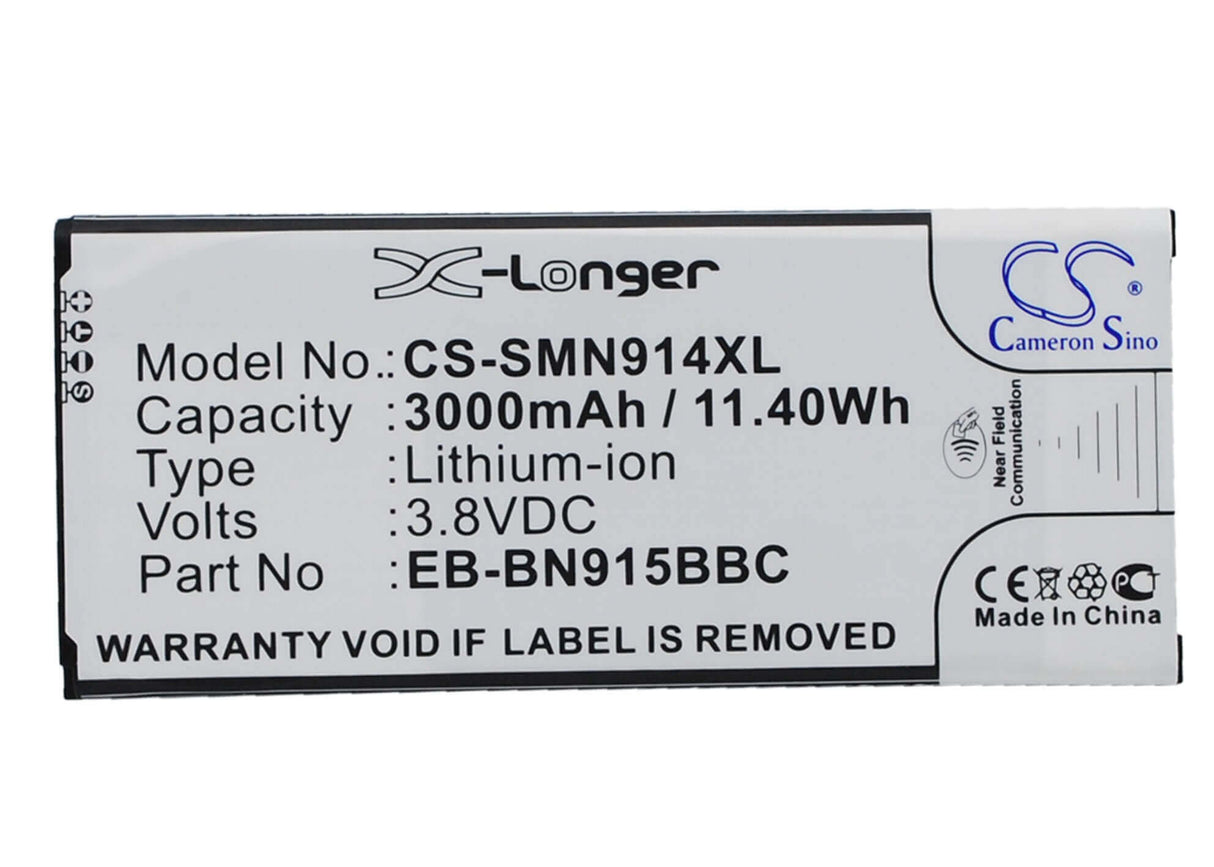 3.8V, Li-ion, 3000mAh, SmartPhone battery fits Samsung, (V2),Eb-bn915bbc, Galaxy Note Edge, Note Edge 4g, 11.4Wh Mobile, SmartPhone Cameron Sino Technology Limited (Smartphone)
