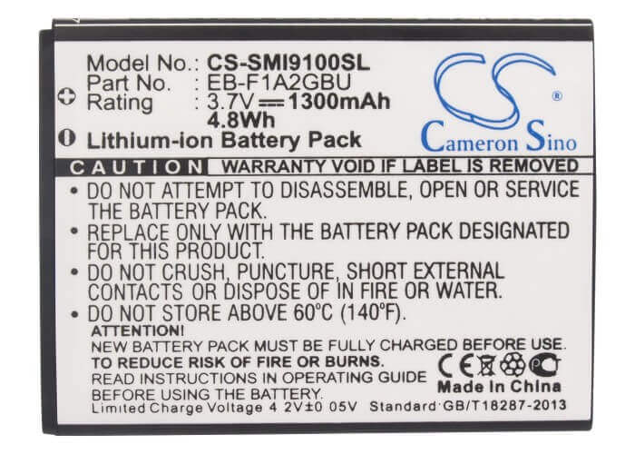 3.7V, Li-ion, 1300mAh, batterie de smartphone compatible avec T-mobile, Uscellular, Ntt Docomo, Samsung, Eb-f1a2gbu, Galaxy S Ii, Sc-02c, 4.81Wh Mobile, SmartPhone Cameron Sino Technology Limited (Smartphone)
