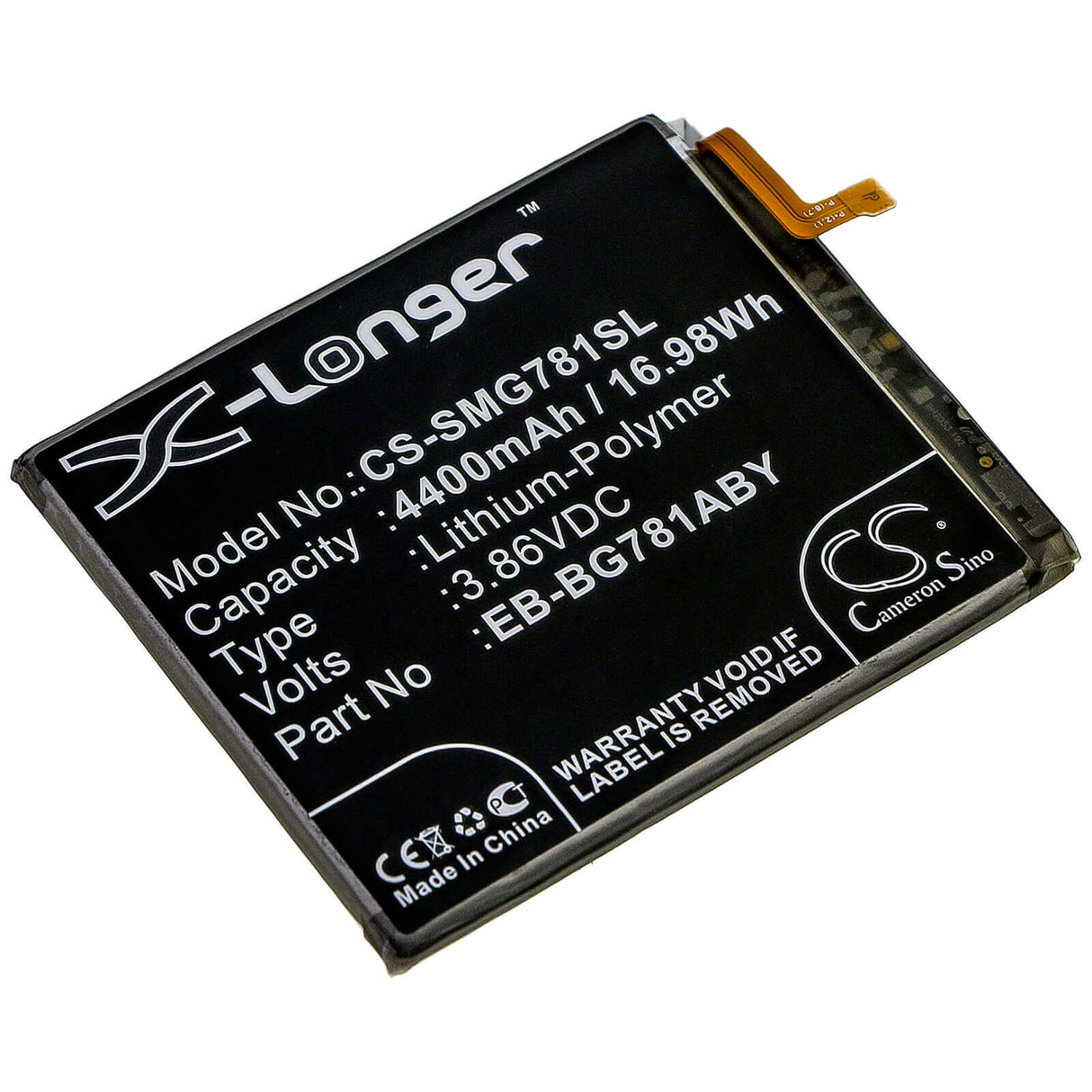 3.86V, Li-Polymer, 4400mAh, SmartPhone battery fits Samsung, Eb-bg781abe, Galaxy S20 Fan Edition, Galaxy S20 Fe 5g, 16.98Wh Mobile, SmartPhone Cameron Sino Technology Limited (Smartphone)
