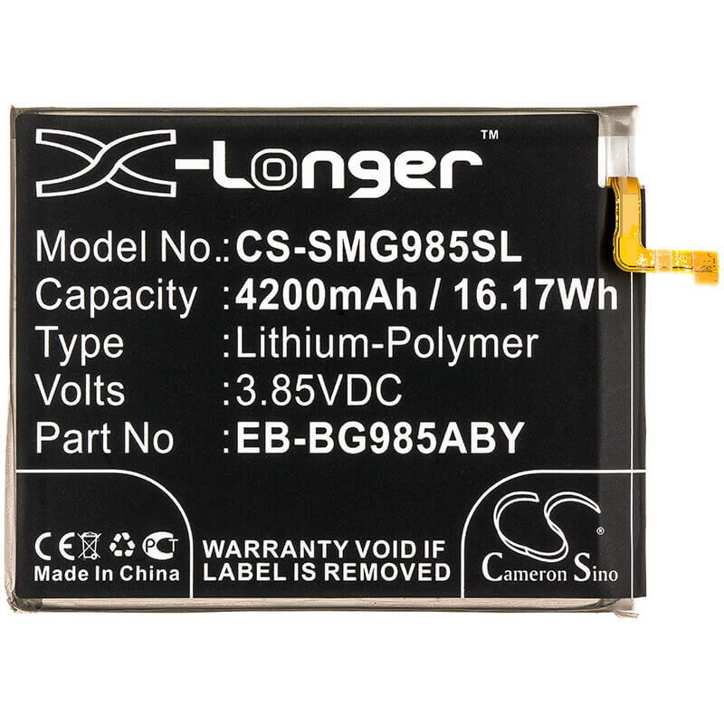 3.85V, Li-Polymer, 4200mAh, SmartPhone battery fits Samsung, Eb-bg985aby, Galaxy S20 Plus, Sc-52a, 16.17Wh Mobile, SmartPhone Cameron Sino Technology Limited (Smartphone)
