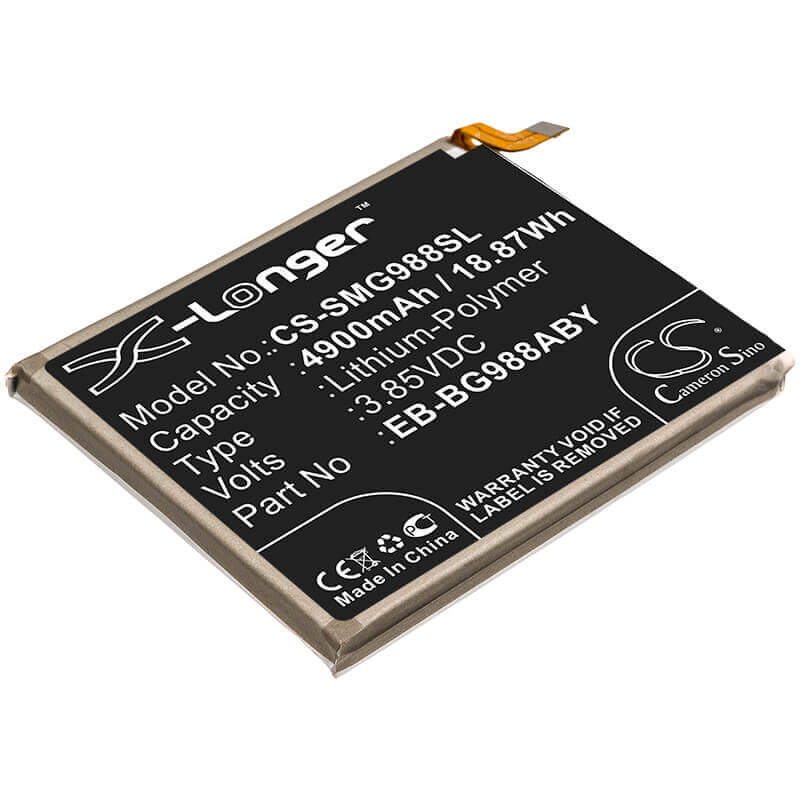 3.85V, Li-Polymer, 4900mAh, SmartPhone battery fits Samsung, Eb-bg988aby, Galaxy S20 Ultra, Galaxy S20 Ultra 5g, 18.87Wh Mobile, SmartPhone Cameron Sino Technology Limited (Smartphone)