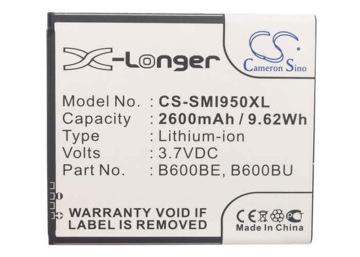 3.8V, Li-ion, 2600mAh, SmartPhone battery fits Samsung, (Black),B600bc, Altius, Galaxy S 4 Duos, 9.88Wh Mobile, SmartPhone Cameron Sino Technology Limited (Smartphone)