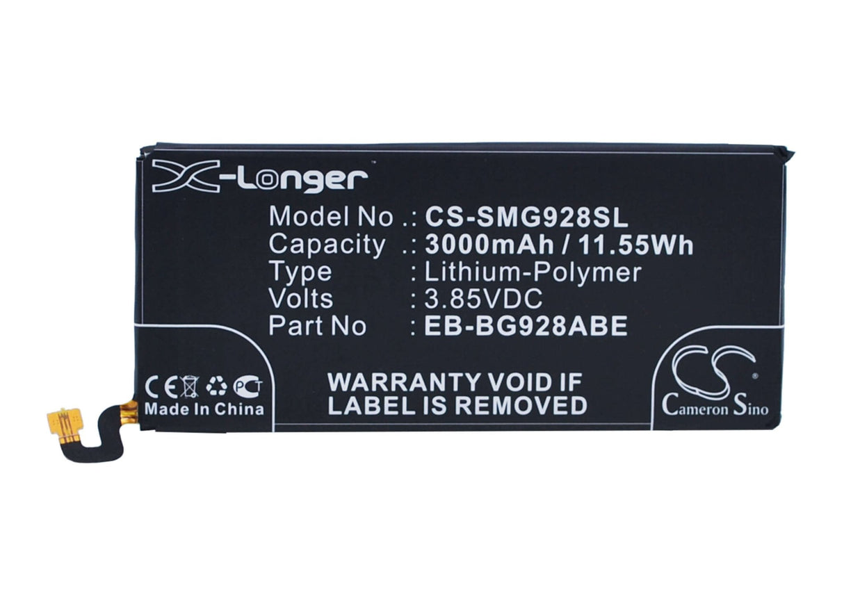 3.85V, Li-Polymer, 3000mAh, SmartPhone battery fits Samsung, Eb-bg928abe, Galaxy S6 Edge Dual Sim, Galaxy S6 Edge Plus, 11.55Wh Mobile, SmartPhone Cameron Sino Technology Limited (Smartphone)