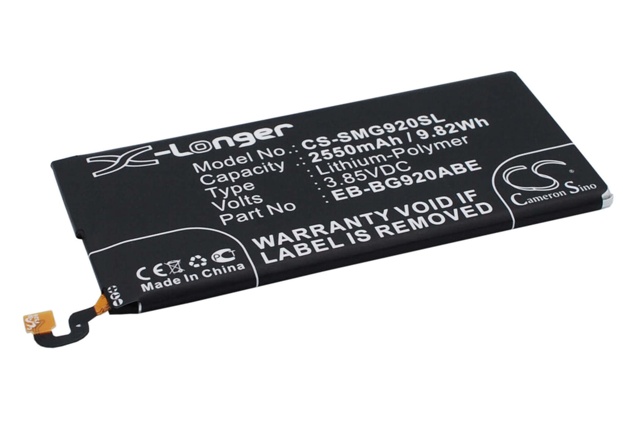 3.85V, Li-Polymer, 2550mAh, batterie de smartphone compatible avec Samsung, Eb-bg920abe, Galaxy S6, Galaxy S6 Duos, 9.82Wh Mobile, Smartphone Cameron Sino Technology Limited (Smartphone)