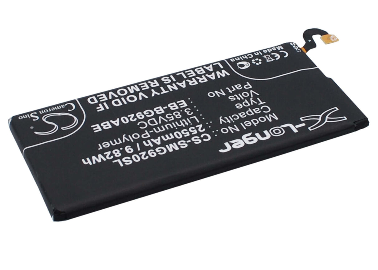 3.85V, Li-Polymer, 2550mAh, batterie de smartphone compatible avec Samsung, Eb-bg920abe, Galaxy S6, Galaxy S6 Duos, 9.82Wh Mobile, Smartphone Cameron Sino Technology Limited (Smartphone)