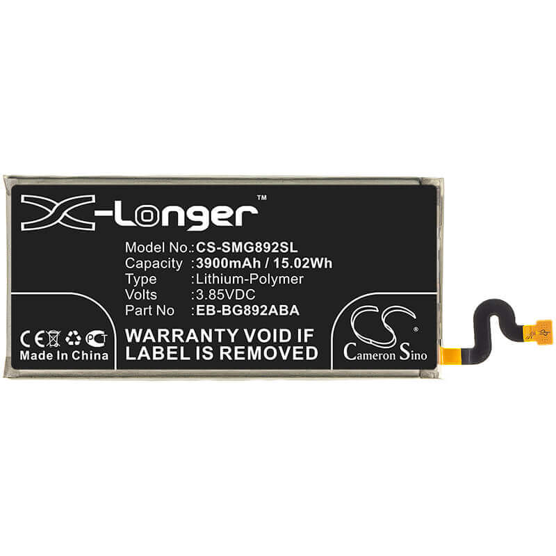 3.85V, Li-Polymer, 3900mAh, SmartPhone battery fits Samsung, Eb-bg892aba, Galaxy S8 Active, Galaxy S8 Active Td-lte, 15.02Wh Mobile, SmartPhone Cameron Sino Technology Limited (Smartphone)