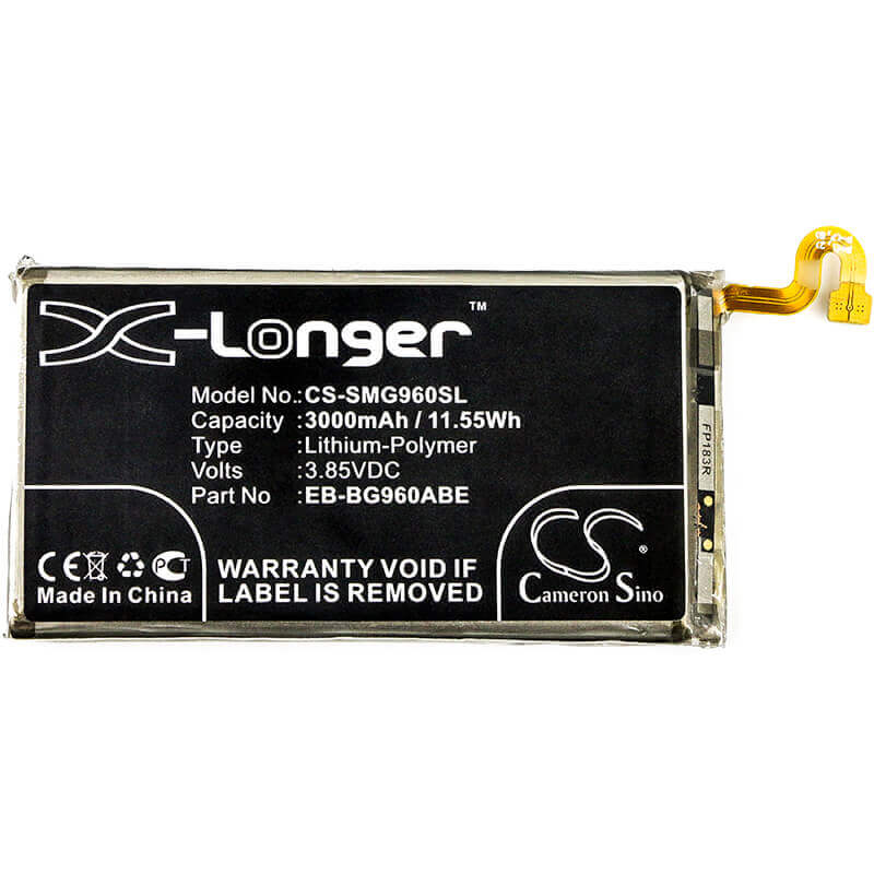 3.85V, Li-Polymer, 3000mAh, SmartPhone battery fits Samsung, Eb-bg960abe, Galaxy S9, Galaxy S9 Duos, 11.55Wh Mobile, SmartPhone Cameron Sino Technology Limited (Smartphone)