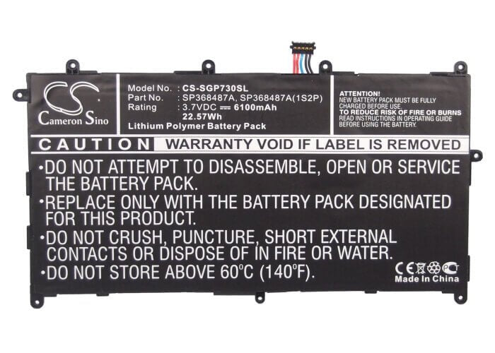Tablet Battery For Samsung, Galaxy Tab 8.9, Gt-p7300, Gt-p7310, Gt-p7320 3.7v, 6100mah - 22.57wh Tablet Cameron Sino Technology Limited