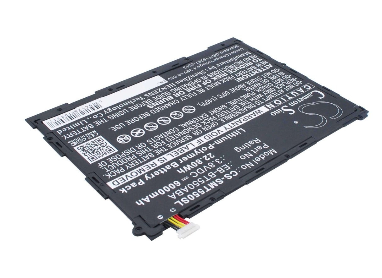 3.8V, Li-Polymer, 6000mAh, Tablet battery fits Samsung, Eb-bt550aba, Galaxy Tab A 9.7, Galaxy Tab A Plus 9.7 Wifi, 22.80Wh Tablet Cameron Sino Technology Limited