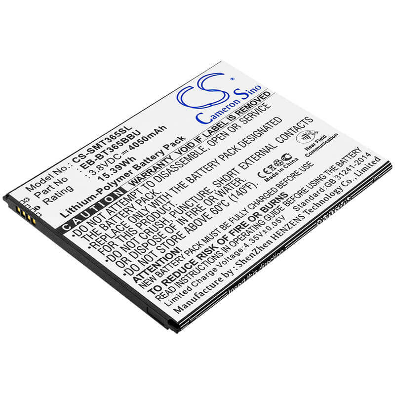 3.8V, Li-Polymer, 4050mAh, Tablet battery fits Samsung, Eb-bt365bbc, Galaxy Tab Active, Galaxy Tab Active 2, 15.39Wh Tablet Cameron Sino Technology Limited