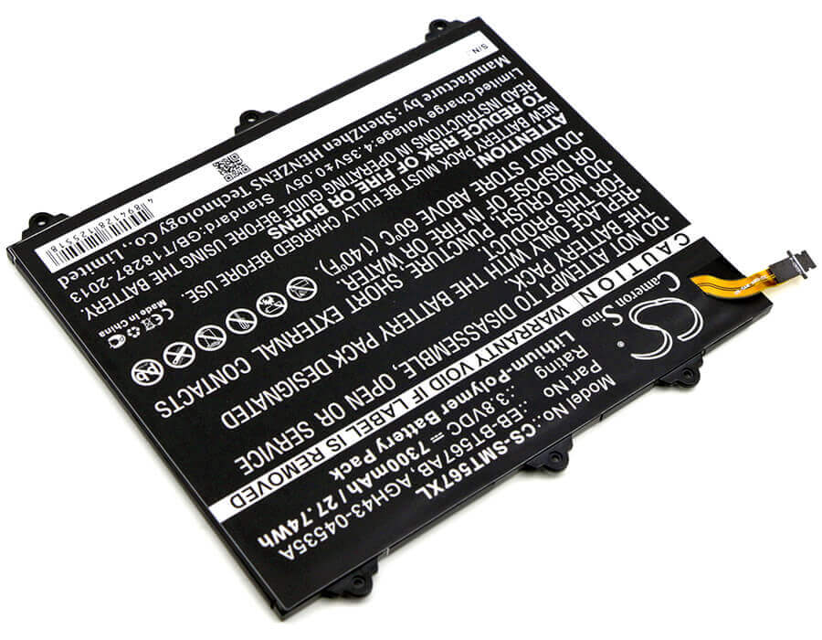 3.8V, Li-Polymer, 7300mAh, Tablet battery fits Samsung, Eb-bt567aba, Galaxy Tab E 9.6 Xlte, Sm-t560nu, 27.74Wh Tablet Cameron Sino Technology Limited