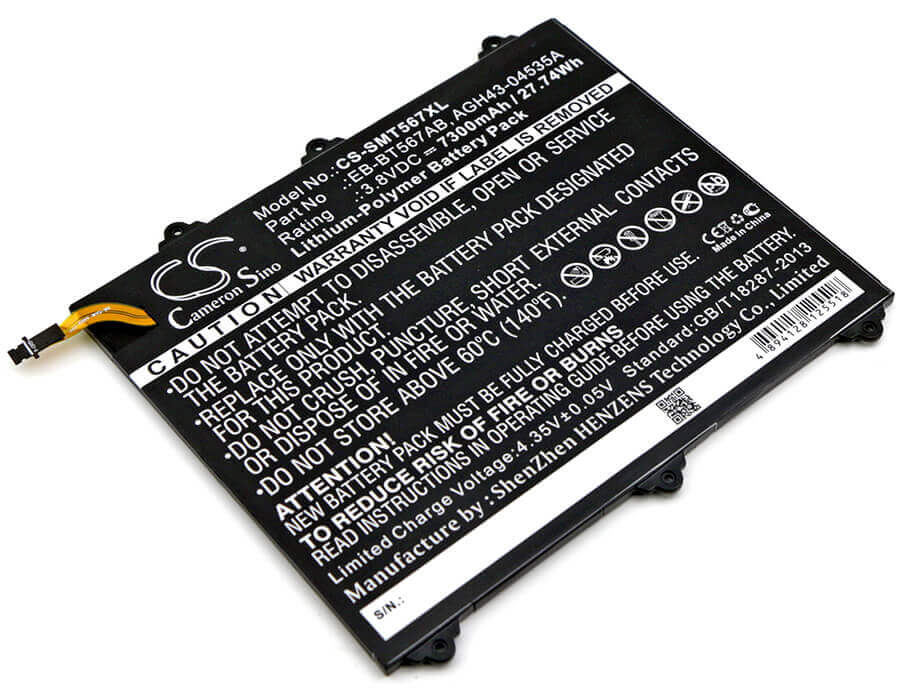 3.8V, Li-Polymer, 7300mAh, Tablet battery fits Samsung, Eb-bt567aba, Galaxy Tab E 9.6 Xlte, Sm-t560nu, 27.74Wh Tablet Cameron Sino Technology Limited