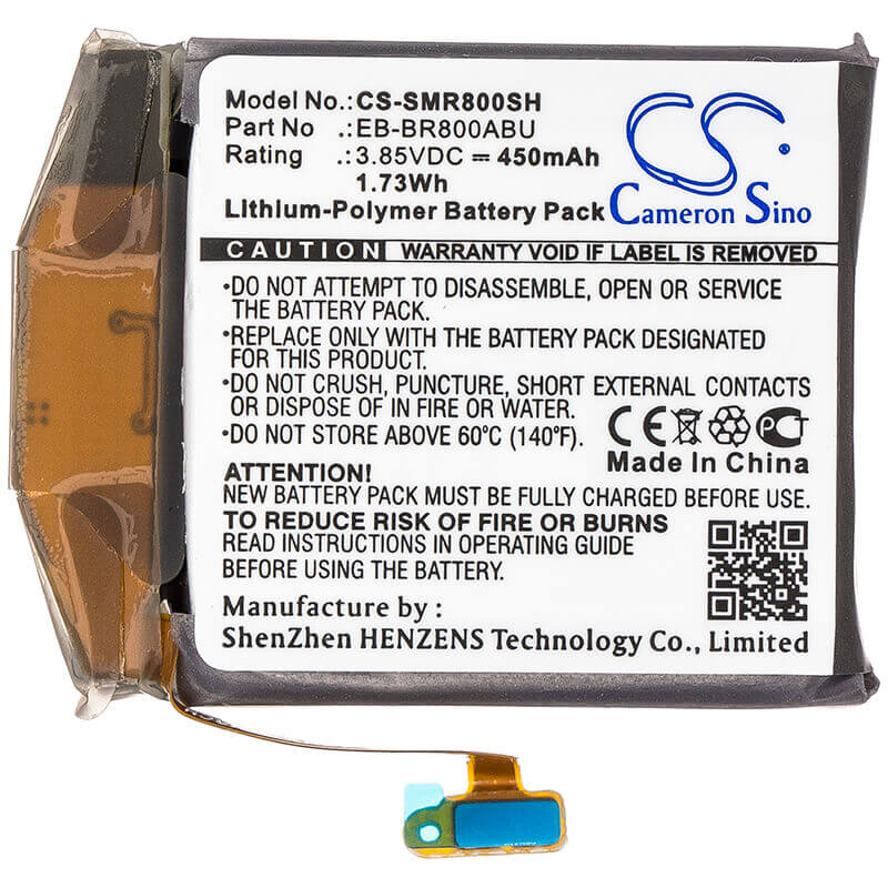 3.85V, Li-Polymer, 450mAh, Smartwatch battery fits Samsung, Eb-br800abu, Galaxy Watch 46mm, Sm-r800, 1.73Wh Smartwatch Cameron Sino Technology Limited
