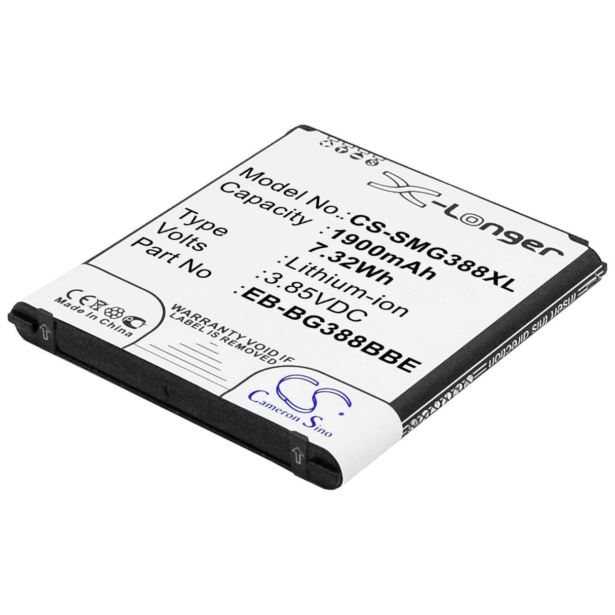 3.85V, Li-ion, 1900mAh, batterie de smartphone compatible Samsung, Eb-bg388bbe, Galaxy Active Neo, Galaxy Xcover 3, 7.32Wh Mobile, Smartphone Cameron Sino Technology Limited (Smartphone)
