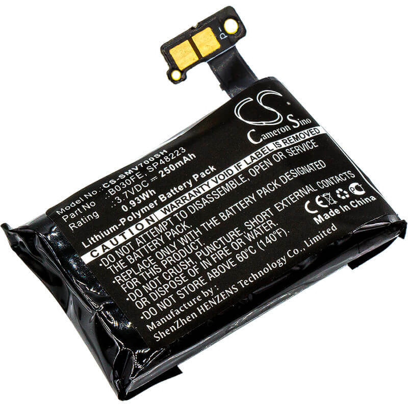 3.7V, Li-Polymer, 250mAh, Smartwatch battery fits Samsung, B030fe, Gear 1, Sm-v700, 0.93Wh Smartwatch Cameron Sino Technology Limited