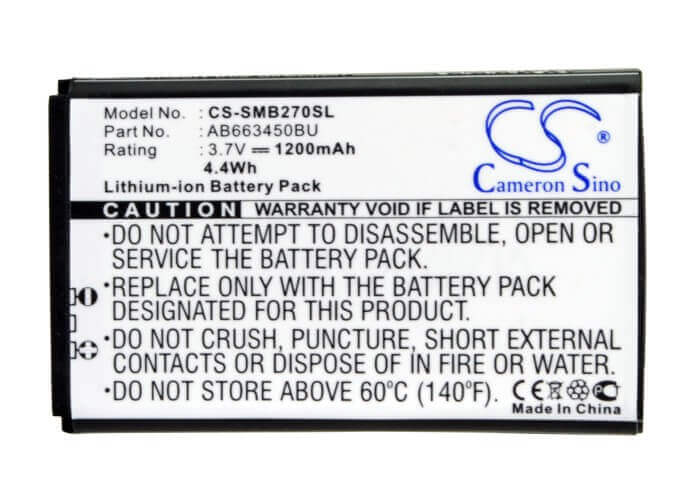 3,7V, Li-ion, 1200mAh, Batterie de smartphone compatible avec Samsung, Ab663450bu, B2700, Gt-b2700, 4,44Wh Mobile, SmartPhone Cameron Sino Technology Limited (Suspendu)