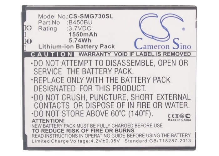 3,7 V, Li-ion, 1550 mAh, batterie de smartphone compatible avec Samsung, B450bc, Afyon, Galaxy Core 4g, 5,74 Wh Mobile, Smartphone Cameron Sino Technology Limited (Smartphone)