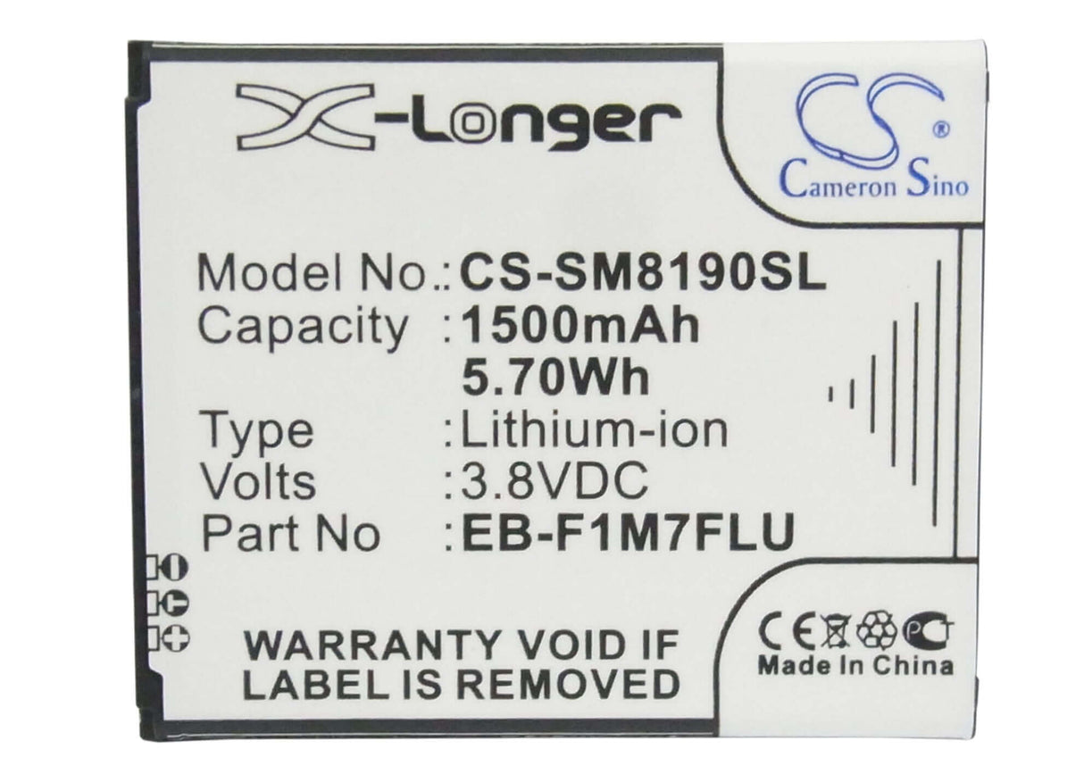 3.8V, Li-ion, 1500mAh, SmartPhone battery fits Samsung, Eb-f1m7flu, Galaxy S 3 Mini, Galaxy S Iii Mini, 5.7Wh Mobile, SmartPhone Cameron Sino Technology Limited (Smartphone)