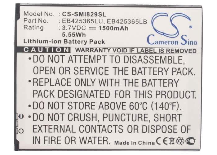 3.7V, Li-ion, 1500mAh, SmartPhone battery fits Samsung, Eb425365lb, Galaxy Duos, Galaxy Style Duos, 5.55Wh Mobile, SmartPhone Cameron Sino Technology Limited (Smartphone)
