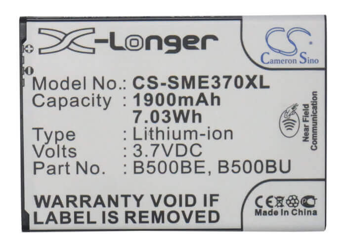 3.7V, Li-ion, 1900mAh, SmartPhone battery fits Samsung, (V2),B500ae, Galaxy S4 Mini, Galaxy S4 Mini Duos, 7.03Wh Mobile, SmartPhone Cameron Sino Technology Limited (Smartphone)