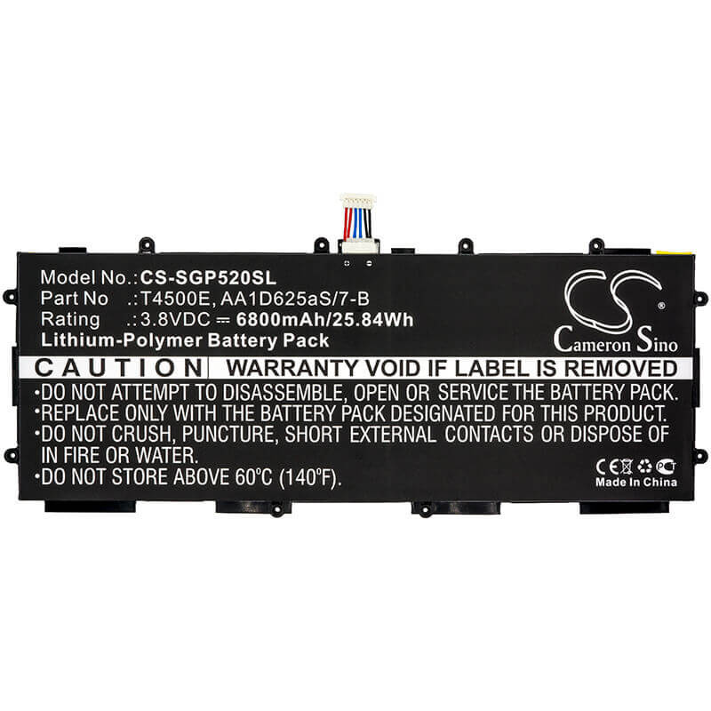 3.8V, Li-Polymer, 6800mAh, Tablet battery fits Samsung, Aa1d625as/7-b, Galaxy Tab 3 10.1, Gt-p5200, 25.84Wh Tablet Cameron Sino Technology Limited
