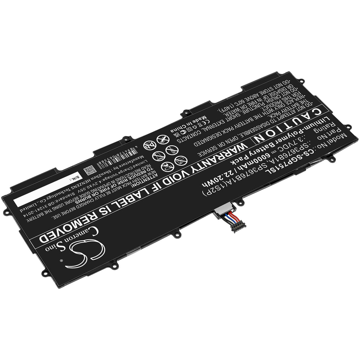 3.7V, Li-Polymer, 6000mAh, Tablet battery fits Samsung, Gh43-03562b, Galaxy Note 10.1 Lte, Galaxy Tab 2 10.1, 22.20Wh Tablet Cameron Sino Technology Limited