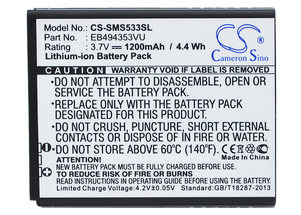 3.7V, Li-ion, 1200mAh, batterie de smartphone compatible avec Samsung, Eb494353va, Dart, Doubletime, 4.44Wh Mobile, Smartphone Cameron Sino Technology Limited (Smartphone)