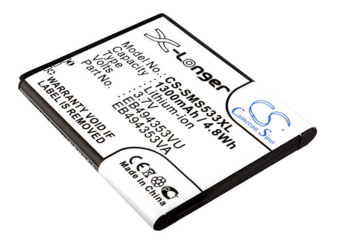 3.7V, Li-ion, 1300mAh, batterie de smartphone compatible Samsung, Eb494353va, Dart, Doubletime, 4.81Wh Mobile, Smartphone Cameron Sino Technology Limited (Smartphone)
