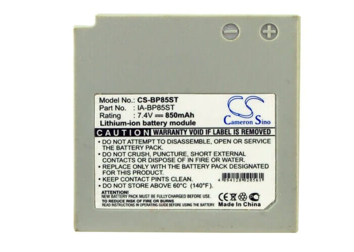 7.4V, Li-ion, 850mAh, Camera battery fits Samsung, Ia-bp85st, Hmx-h106, Sc-hmx10, 6.29Wh Camera Cameron Sino Technology Limited (Camera)