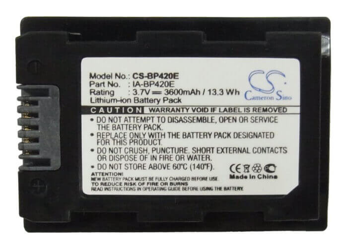 3.7V, Li-ion, 3600mAh, Camera battery fits Samsung, Ia-bp420e, Hmx-h200, Hmx-h200bp, 13.32Wh Camera Cameron Sino Technology Limited (Camera)