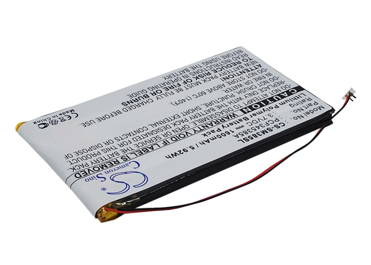 3.7V, Li-Polymer, 1600mAh, Media Player battery fits Samsung, Pcf345385a, Napster Mp3 Player, Pmpsgy910, 5.92Wh Media Player Cameron Sino Technology Limited