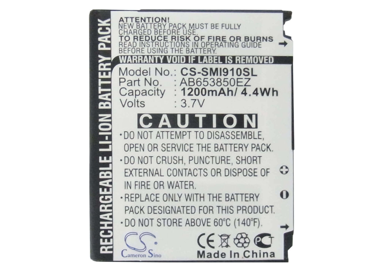 3.7V, Li-ion, 1200mAh, Batterie de smartphone compatible avec Verizon, Samsung, Ab653850eb, Gt-i7500, Gt-i7500h, 4.44Wh Mobile, Smartphone Cameron Sino Technology Limited (Smartphone)