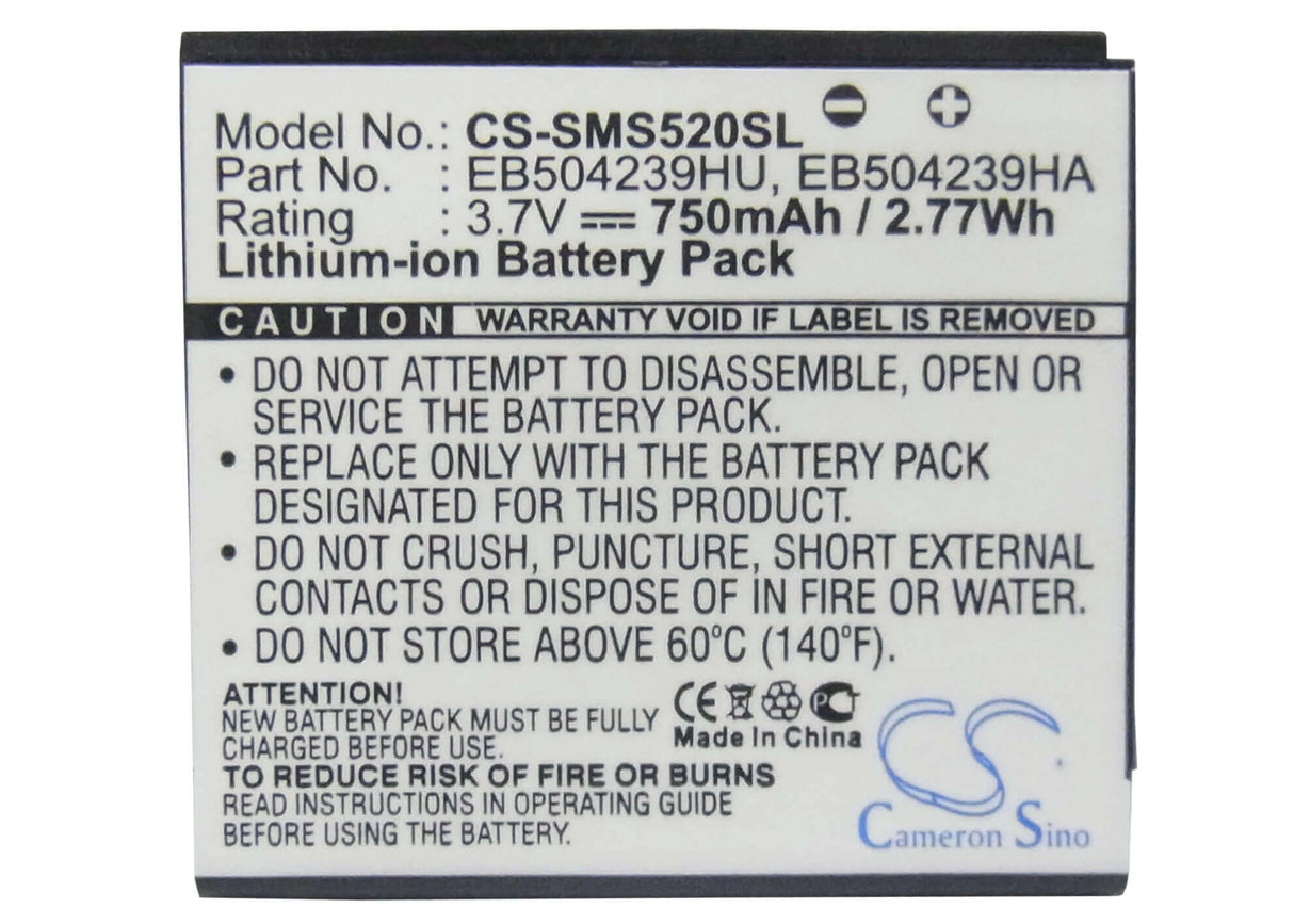 3,7V, Li-ion, 750mAh, batterie pour smartphone compatible avec Samsung, Eb504239ha, Gt-s5200, Gt-s5200c, 2,78Wh Mobile, Smartphone Cameron Sino Technology Limited (Smartphone)