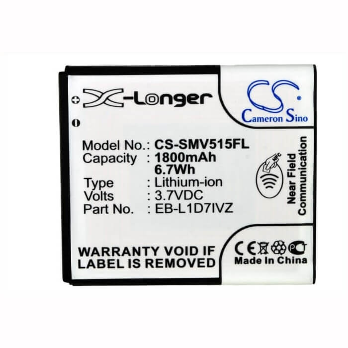 3.7V, Li-ion, 1800mAh, SmartPhone battery fits Verizon, Samsung, (Black),Eb-l1d7ivz, Sch-i515, 6.66Wh Mobile, SmartPhone Cameron Sino Technology Limited (Smartphone)
