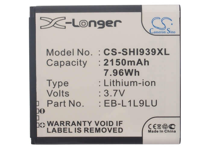 3.7V, Li-ion, 2150mAh, SmartPhone battery fits Samsung, Eb-l1l9lu, Galaxy S3 Duos, Sch-i939d, 7.96Wh Mobile, SmartPhone Cameron Sino Technology Limited (Smartphone)
