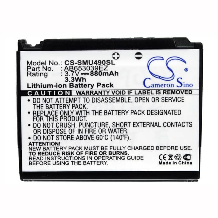 Battery For Samsung Sch-u900, Sch-u490, U900 Flipshot 3.7v, 880mah - 3.26wh Batteries for Electronics Cameron Sino Technology Limited (Suspended)