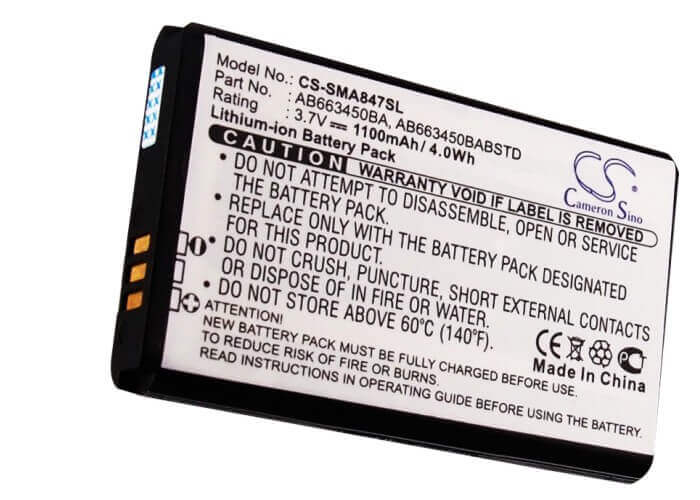 3.7V, Li-ion, 1100mAh, SmartPhone battery fits Samsung, Ab663450ba, Rugby Ii, Rugby Ii A847, 4.07Wh Mobile, SmartPhone Cameron Sino Technology Limited (Suspended)