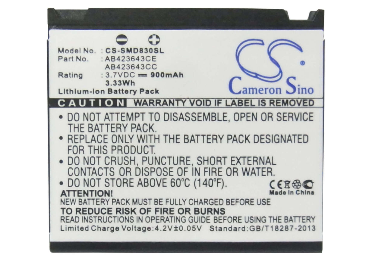 Battery For Samsung Sgh-d830, Sgh-d838, Sgh-x820 3.7v, 900mah - 3.33wh Batteries for Electronics Cameron Sino Technology Limited (Suspended)