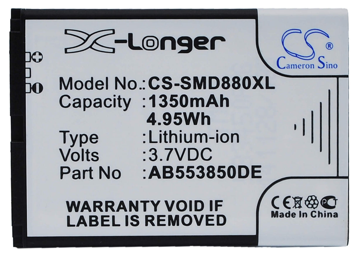 3.7V, Li-ion, 1350mAh, SmartPhone battery fits Samsung, Ab553850dc, Gt-b5702c, Gt-b5712c, 5Wh Mobile, SmartPhone Cameron Sino Technology Limited (Suspended)