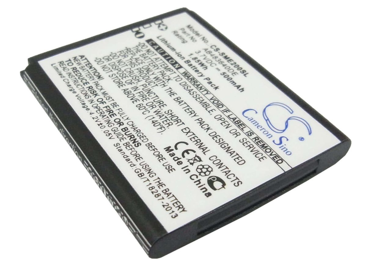 3,7V, Li-ion, 500mAh, batterie de smartphone compatible Samsung, Ab483640cc, E200 Eco, Sch-s259, 1,85Wh Mobile, SmartPhone Cameron Sino Technology Limited (Suspendu)