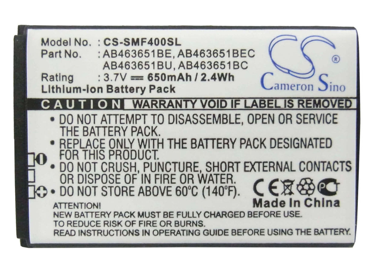 3,7V, Li-ion, 650mAh, batterie de smartphone compatible Samsung, Ab463651bc, Blade, Chart, 2.41Wh Mobile, SmartPhone Cameron Sino Technology Limited (Smartphone)