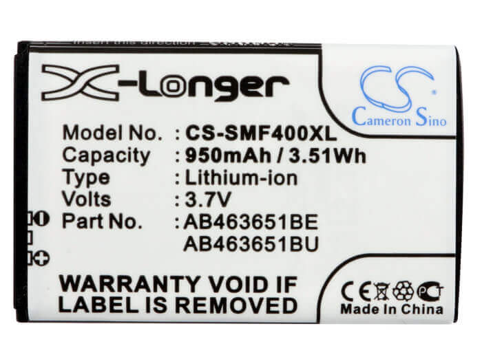 3,7V, Li-ion, 950mAh, Batterie de smartphone compatible Samsung, Ab463651bc, Blade, Chat 322, 3,52Wh Mobile, Smartphone Cameron Sino Technology Limited (Smartphone)