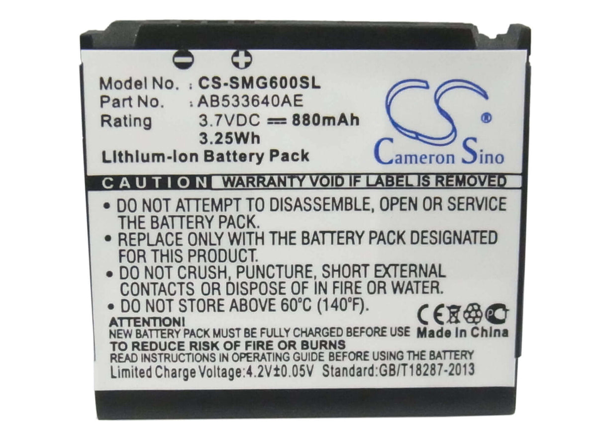Battery For Samsung Sgh-g600, Sgh-g600i, Sgh-g608 3.7v, 880mah - 3.26wh Batteries for Electronics Cameron Sino Technology Limited (Suspended)