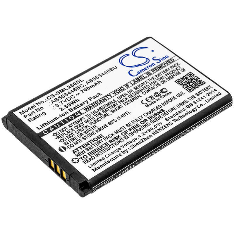 3,7V, Li-ion, 700mAh, Batterie de smartphone compatible avec Samsung, Ab553446bc, Beat S, Champ, 2,59Wh Mobile, Smartphone Cameron Sino Technology Limited (Smartphone)