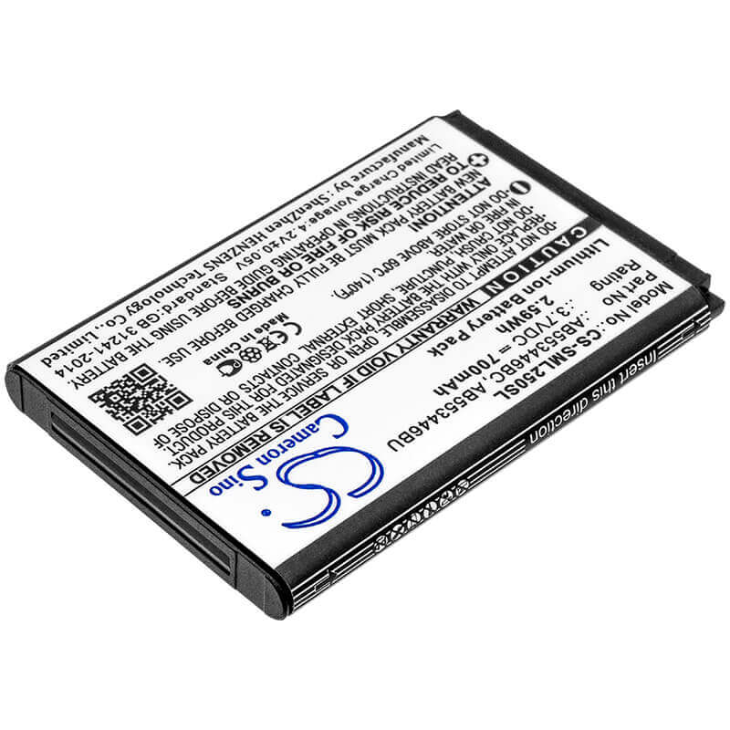 3,7V, Li-ion, 700mAh, Batterie de smartphone compatible avec Samsung, Ab553446bc, Beat S, Champ, 2,59Wh Mobile, Smartphone Cameron Sino Technology Limited (Smartphone)