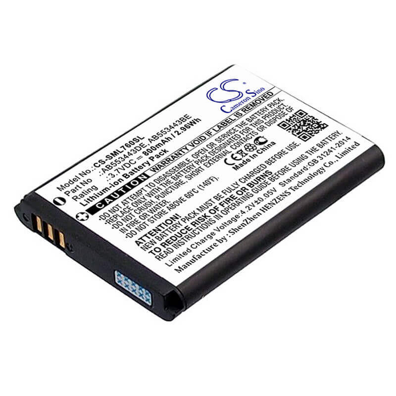 3,7V, Li-ion, 800mAh, batterie de smartphone compatible Samsung, Ab553443be, Sgh-l760, Sgh-l768, 2,96Wh Mobile, Smartphone Cameron Sino Technology Limited (Smartphone)