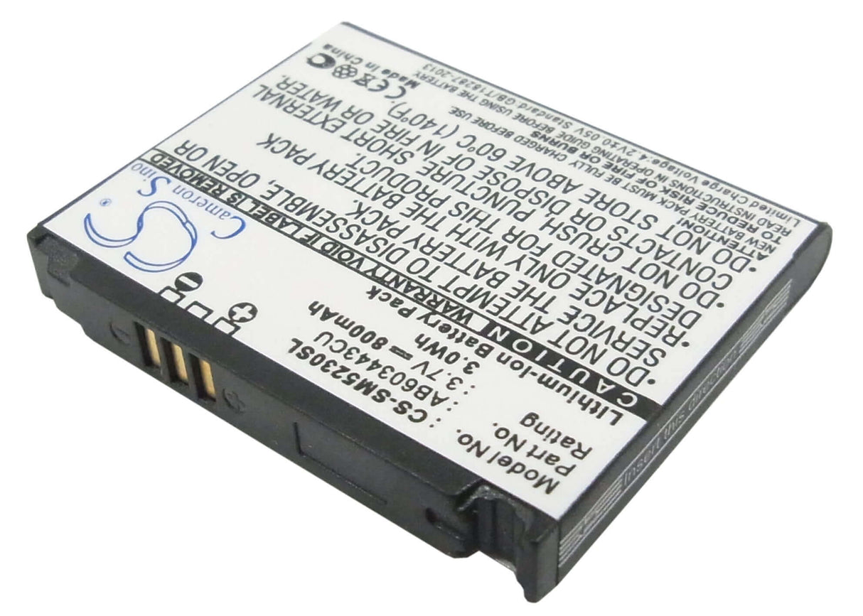 3.7V, Li-ion, 800mAh, SmartPhone battery fits Samsung, Ab603443cc, Gt-s5230c, Gt-s5233a, 2.96Wh Mobile, SmartPhone Cameron Sino Technology Limited (Suspended)