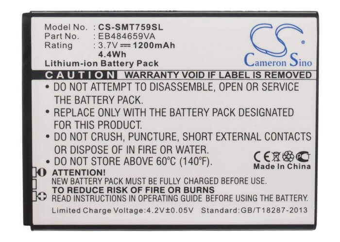 3.7V, Li-ion, 1200mAh, SmartPhone battery fits Boostmobile, T-mobile, Samsung, Eb484659va, Sph-m930, Transform Ultra, 4.44Wh Mobile, SmartPhone Cameron Sino Technology Limited (Smartphone)