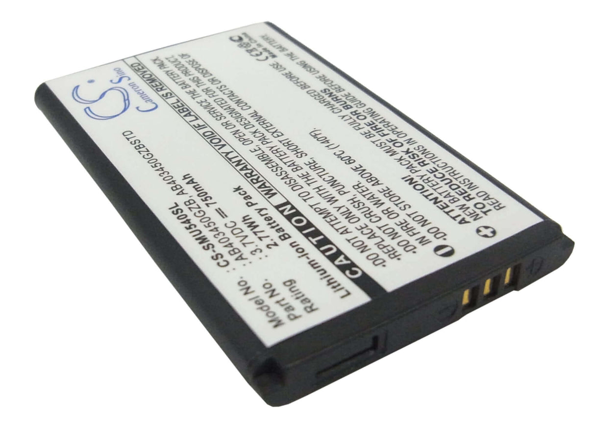 3.7V, Li-ion, 750mAh, SmartPhone battery fits Samsung, Ab403450gz, Sch-u540, Sch-u550, 2.78Wh Mobile, SmartPhone Cameron Sino Technology Limited (Suspended)